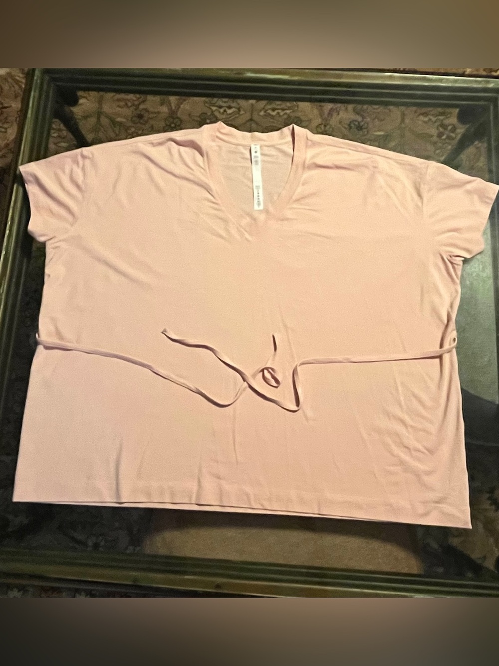 lululemon All Yours Tie Back Tee Size 8 Light Pink Pima Cotton - Picture 7 of 10